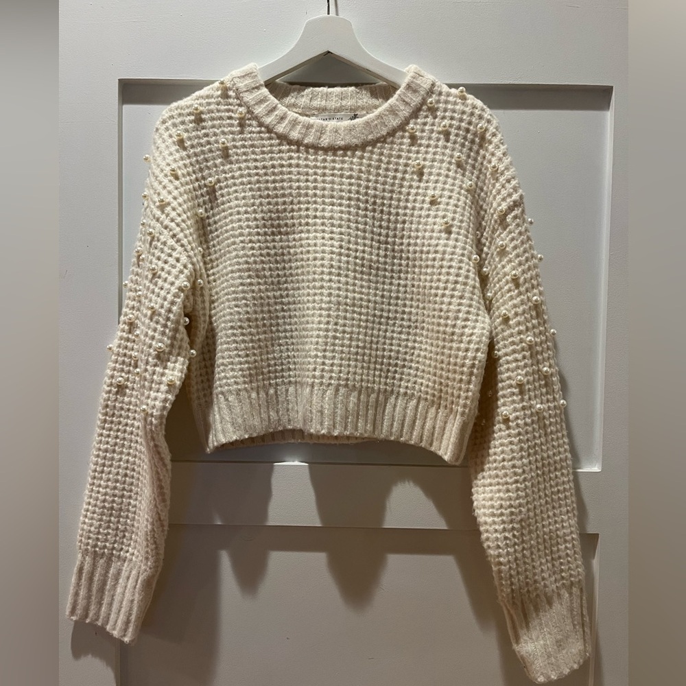 Altar'd State Ivory Waffle Knit Sweater